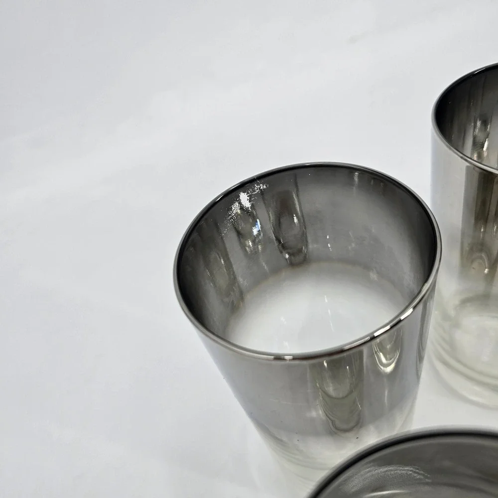 Vintage Silver Fade Highball Glasses Set of 6 Mid Century Dorothy Thorpe Style